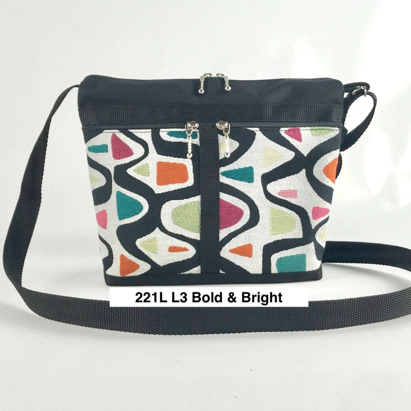 221L small organizer purse in Black Nylon with fabric accent pockets