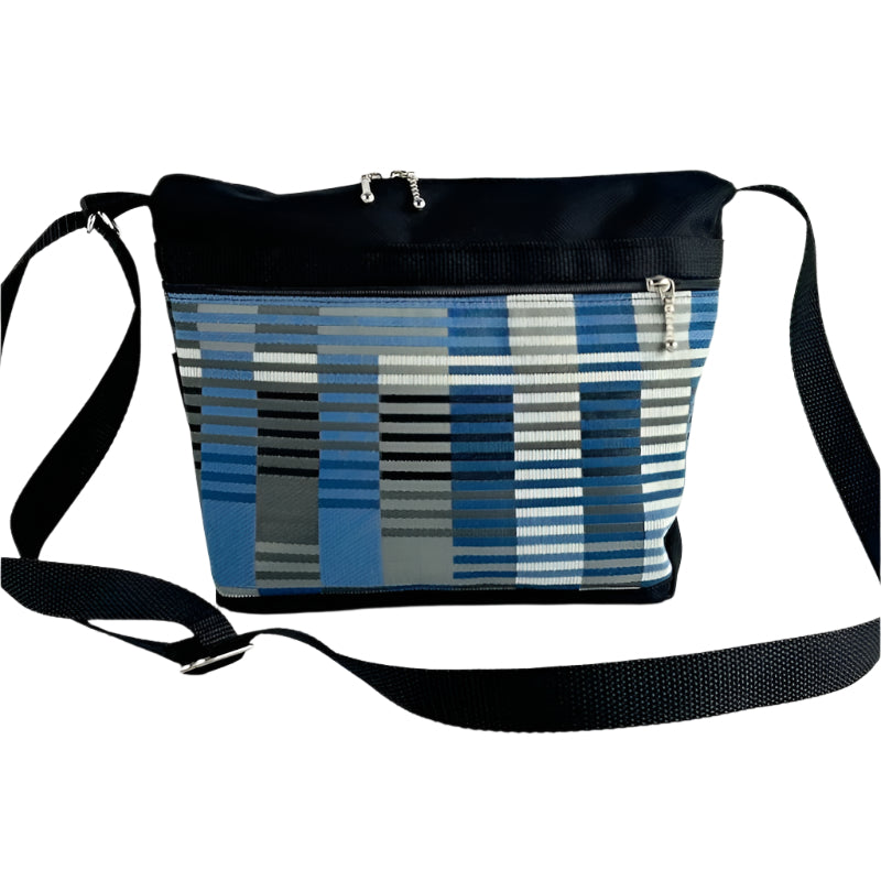 221L small organizer purse in Black Nylon with fabric accent pockets