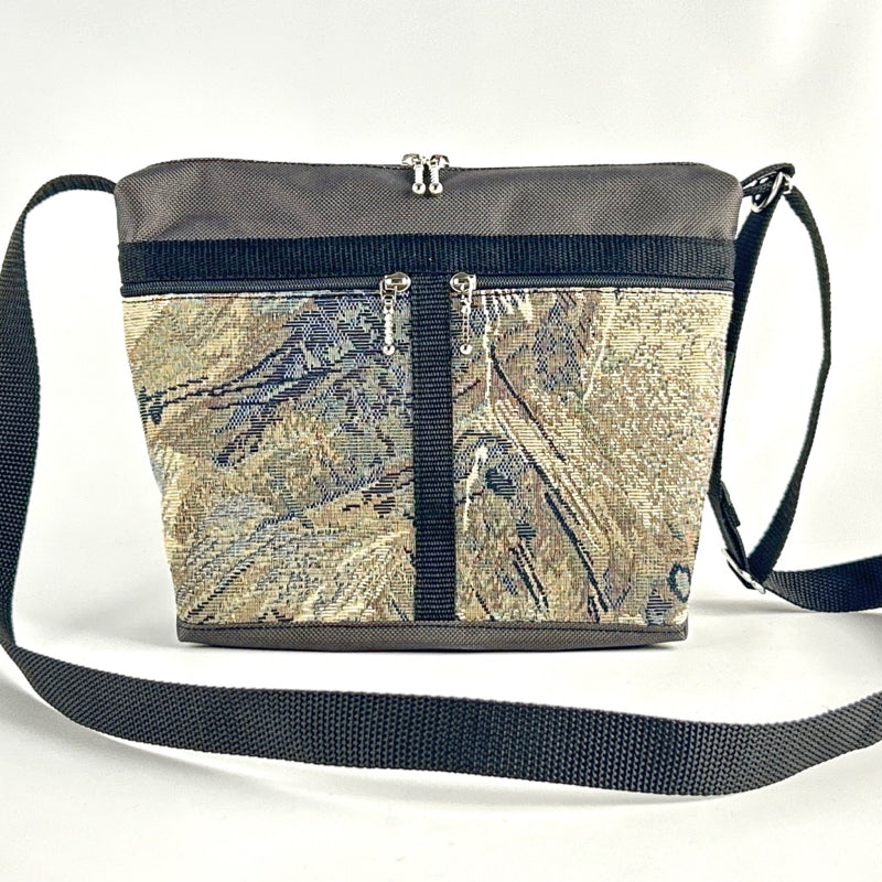 222L medium organizer purse in Gray Nylon with fabric accent pockets