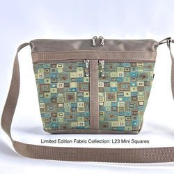 221L small organizer purse in Khaki Tan Nylon with fabric accent pockets