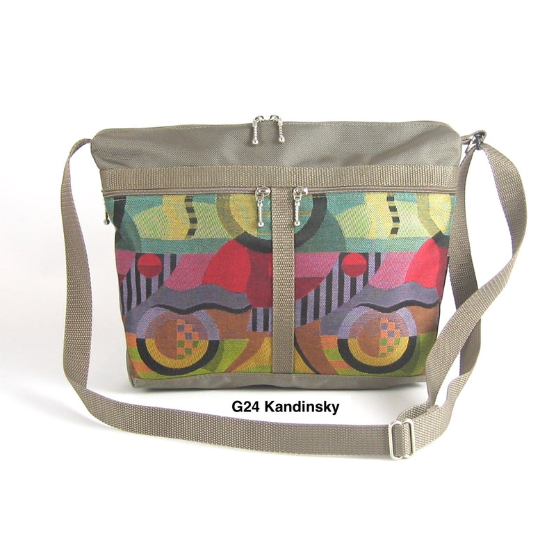 222L medium organizer purse in Khaki Tan Nylon with fabric accent pockets