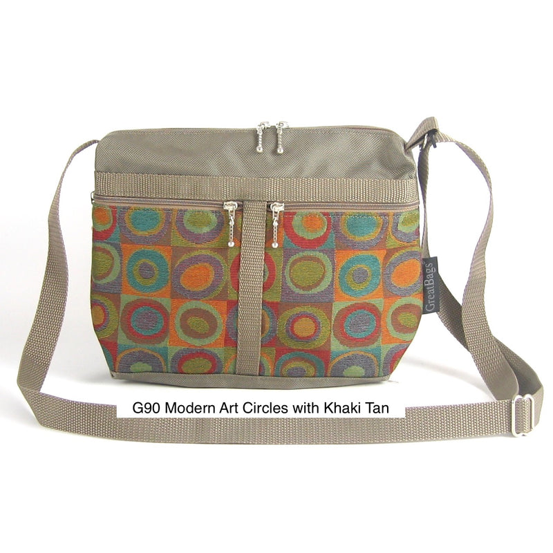 222L medium organizer purse in Khaki Tan Nylon with fabric accent pockets