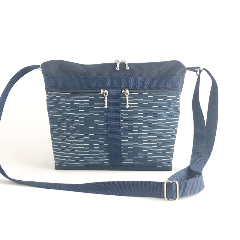 221L small organizer purse in Navy Nylon with fabric accent pockets