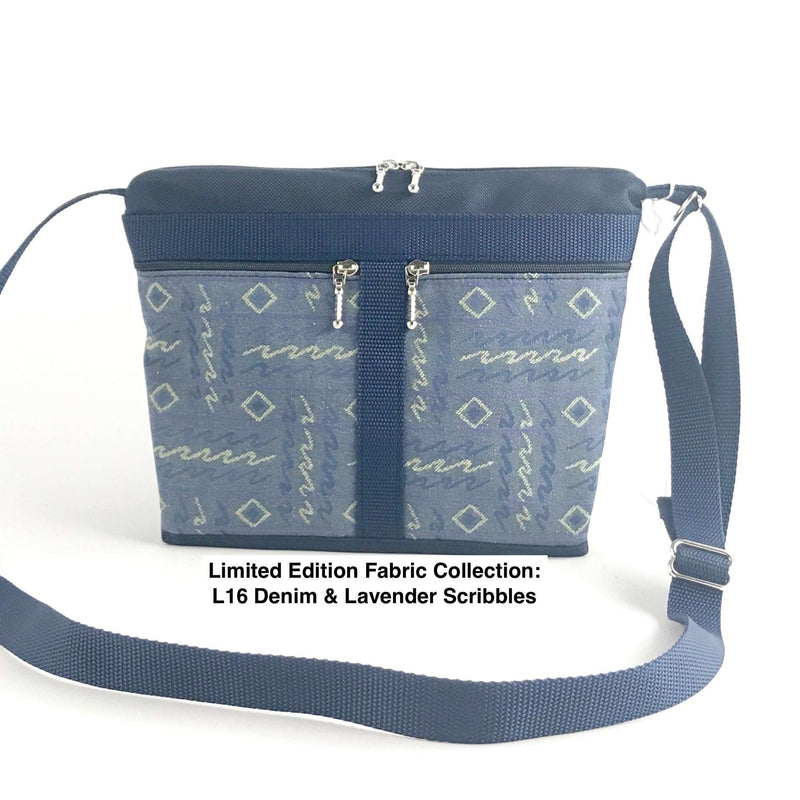 221L small organizer purse in Navy Nylon with fabric accent pockets