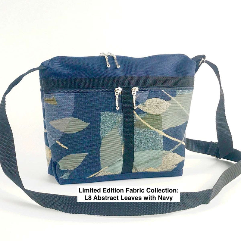 221L small organizer purse in Navy Nylon with fabric accent pockets