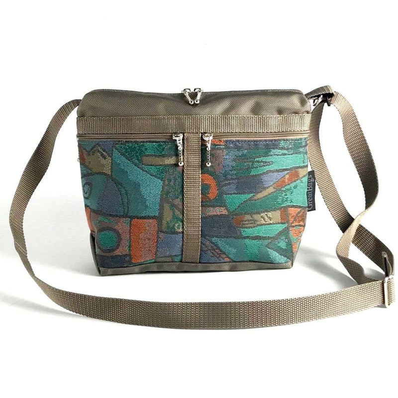 221L small organizer purse in Khaki Tan Nylon with fabric accent pockets