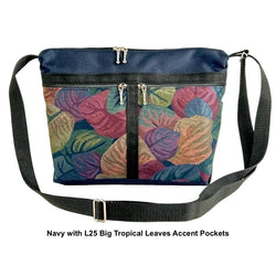 222L medium Organizer Purse in Navy Nylon with fabric accent
