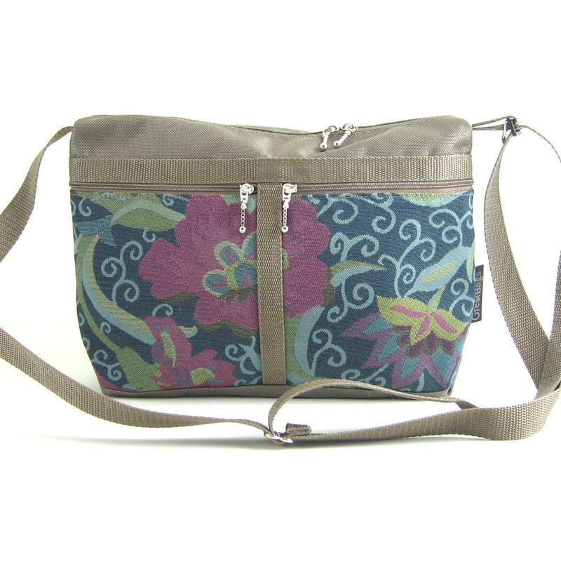 222L medium organizer purse in Khaki Tan Nylon with fabric accent pockets