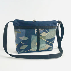 222L medium Organizer Purse in Navy Nylon with fabric accent pockets