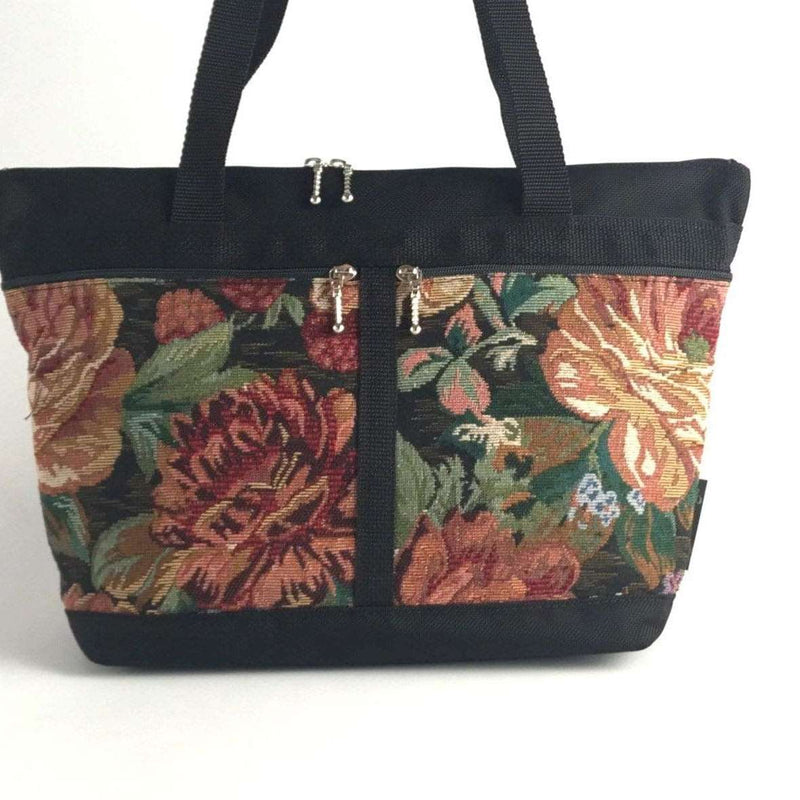 223 French Satchel Tote in  Black nylon with accent pockets