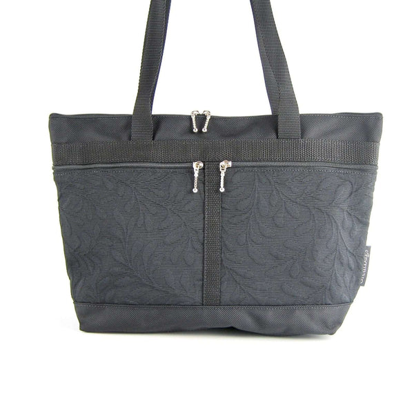 223 French Satchel Tote in  Black nylon with accent pockets