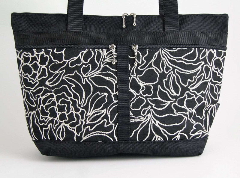 223 French Satchel Tote in  Black nylon with accent pockets