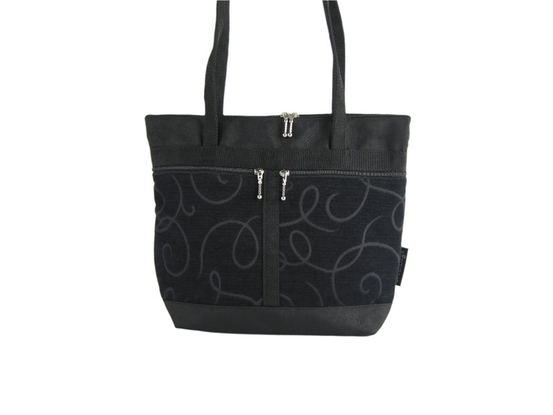 S: Purse sized Tote in Black with Fabric Pockets