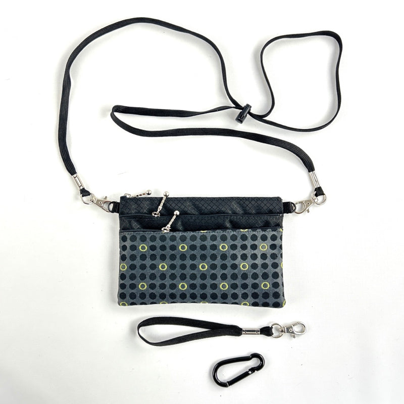 Three zipper Minibag with wristlet and long strap 49RS