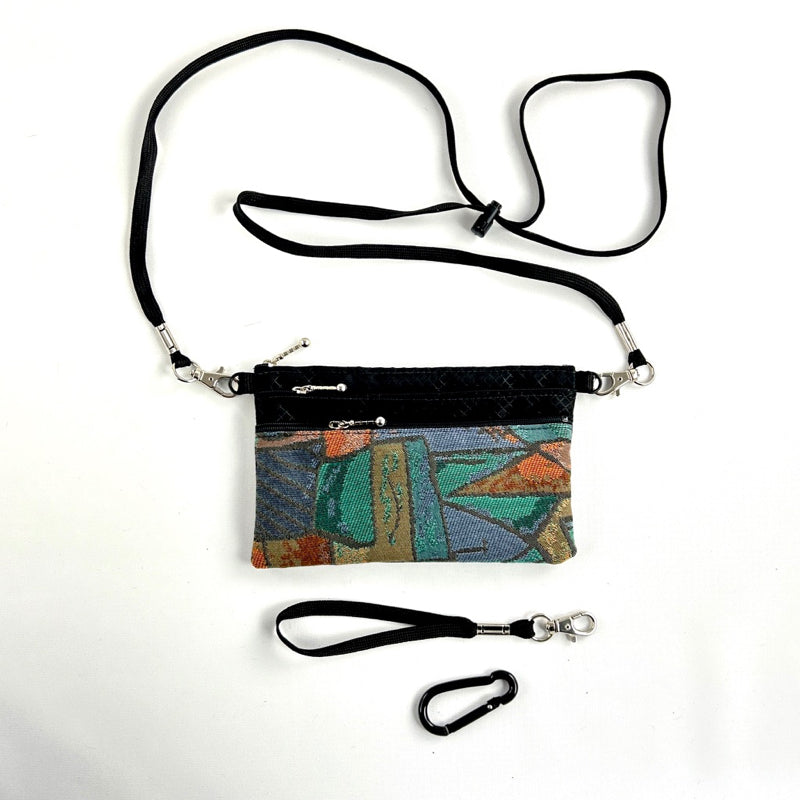 Three zipper Minibag with shoulder strap and wristlet 49RS