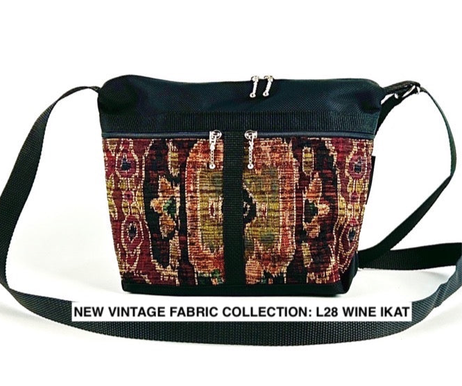 221L Vintage Tapestry Fabric Small Organizer Purse- Black Nylon