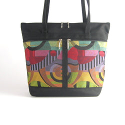 S: Purse sized Tote in Black with Fabric Pockets