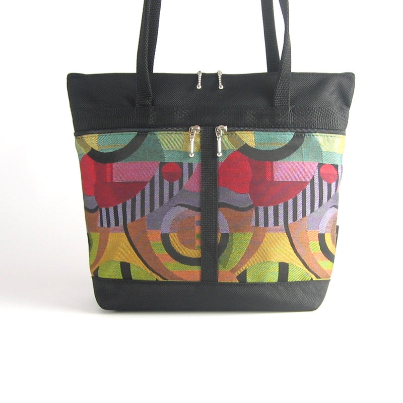 S: Purse sized Tote in Black with Fabric Pockets