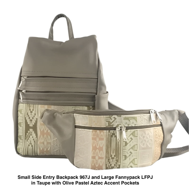 Light Colors  - Large Leather Fanny pack with Accent - LFPJ