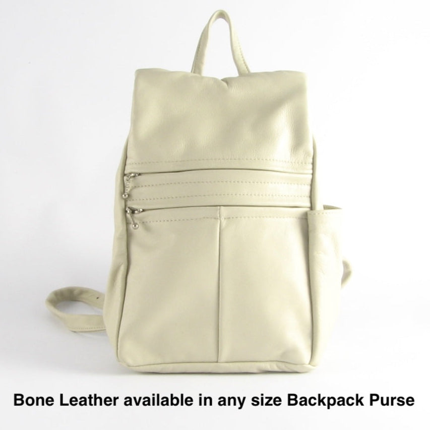 967  Purse size Leather Side Entry Backpack - Solid Colors