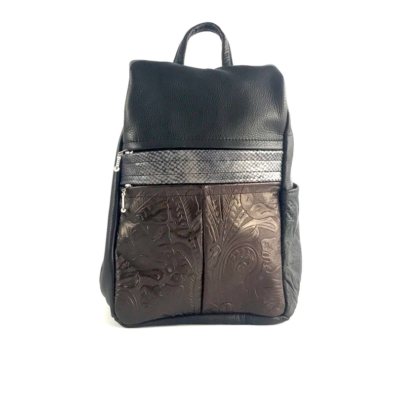 967 Purse size Leather Side Entry Backpack - Color-blocked Leathers