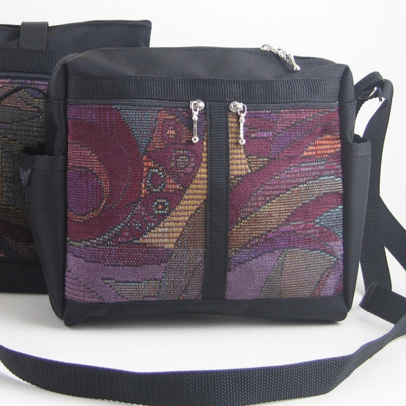 106 Vintage Fabrics Medium Messenger Bag Purse in Black Nylon