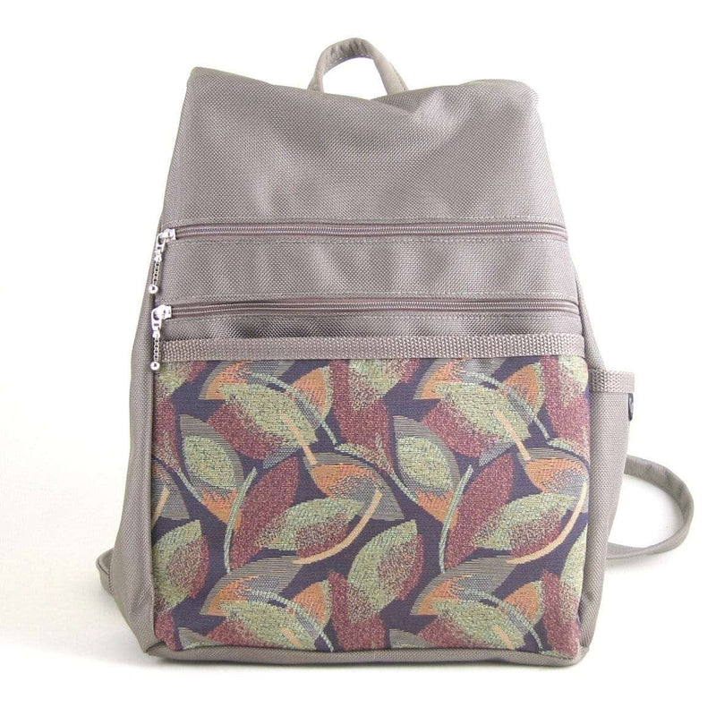 B967-KH Small Side Entry Backpack in Khaki nylon with Fabric Accent Pocket