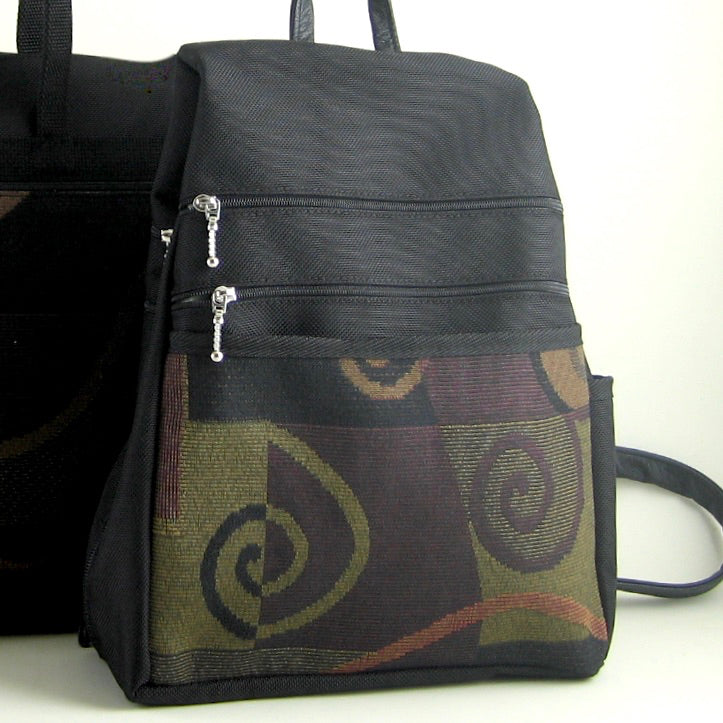 B969 Vintage Fabric Large Side Entry Backpack in Black Nylon