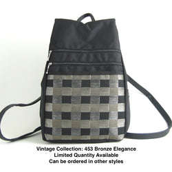 B969 Vintage Fabric Large Side Entry Backpack in Black Nylon