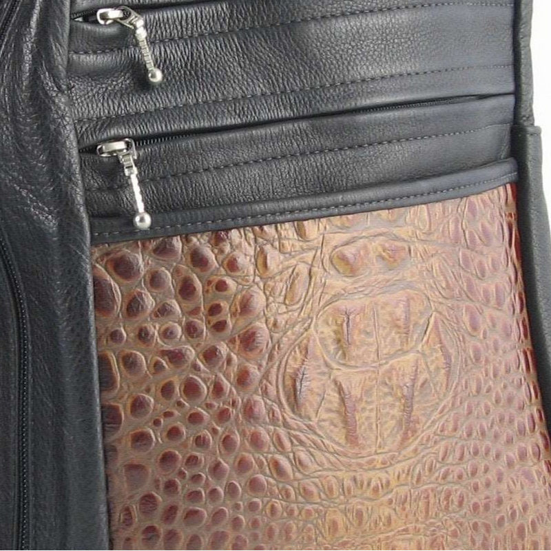 967J  Purse Size Small Leather Side Entry Backpack With Accent Pocket