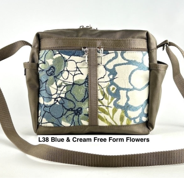 106 Medium Messenger Bag Purse in Khaki Nylon with Fabric Accent Pockets