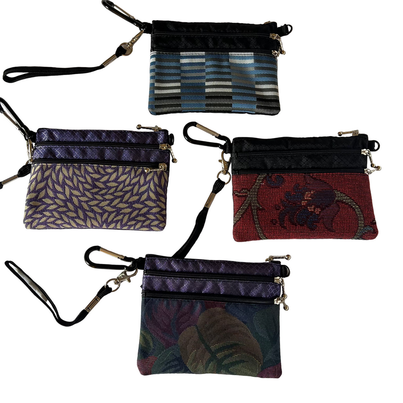 Three zipper organizer pouches in new colorful fabrics from GreatBags.com