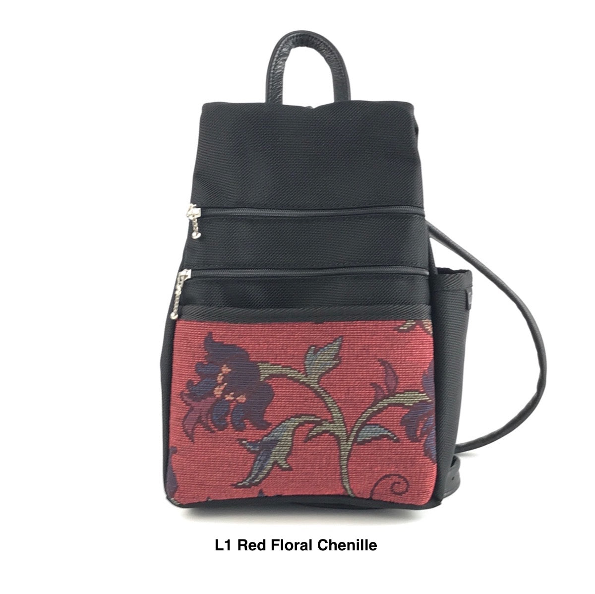 B967 BL Sm Side Entry Backpack- Black Nylon with Fabric Accent