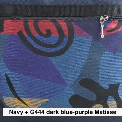 222L medium Organizer Purse in Navy Nylon with fabric accent pockets