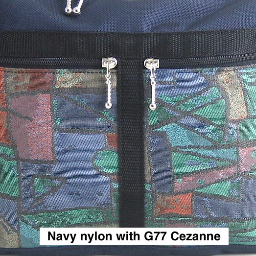223 French Satchel Tote in Navy with Fabric Pockets