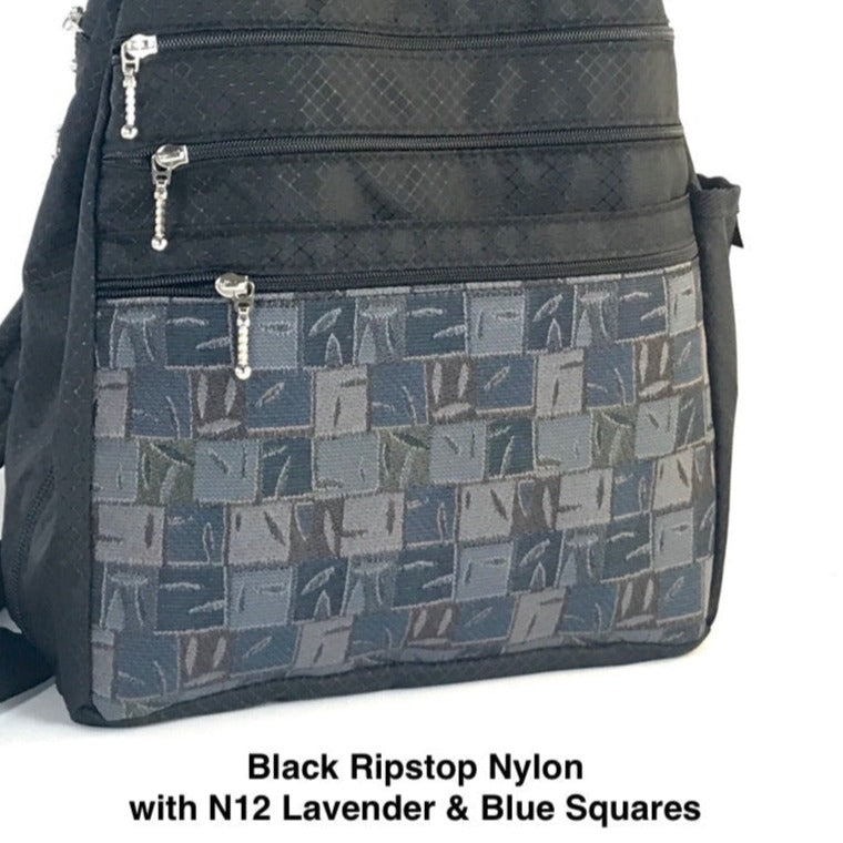 R968w Ripstop Medium Side Entry Backpack with padded straps and 5 zippered pockets