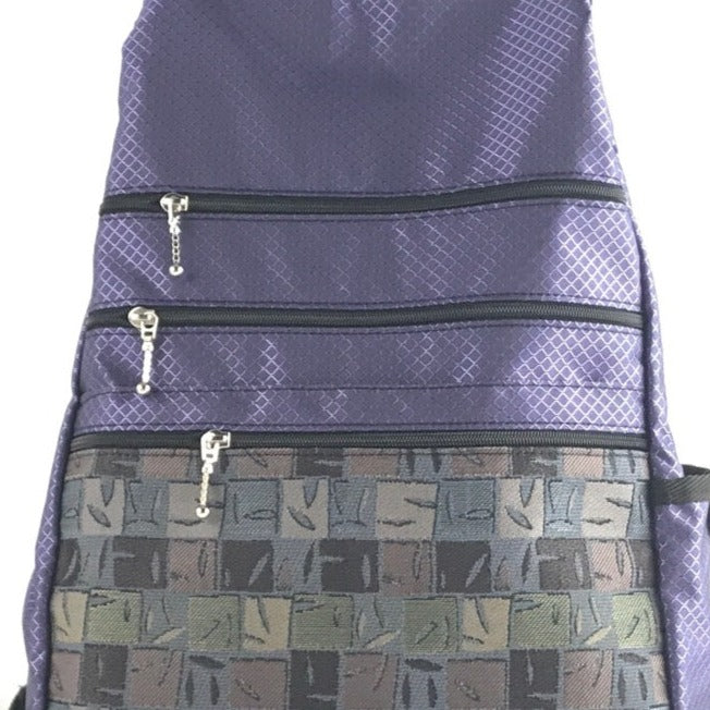R967W SMALL Side Entry Backpack in Ripstop Nylon with Zip+Open Fabric Pocket and padded straps