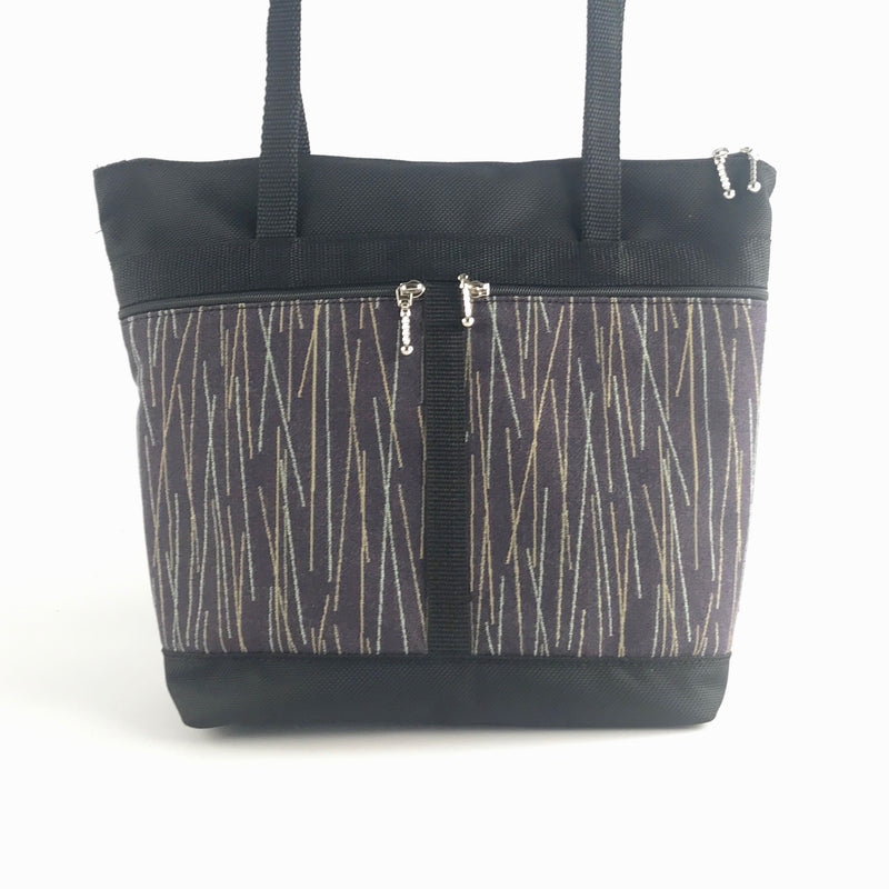 S: Purse sized Tote in Black with Fabric Pockets