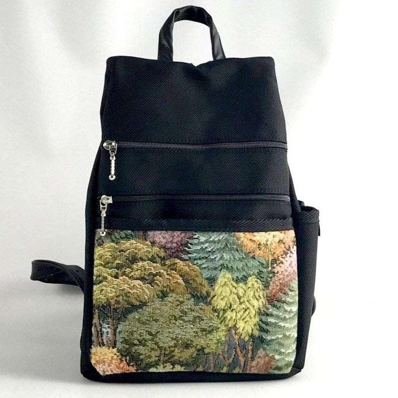 B967 BL Vintage Fabrics - Sm Side Entry Backpack - Black Nylon