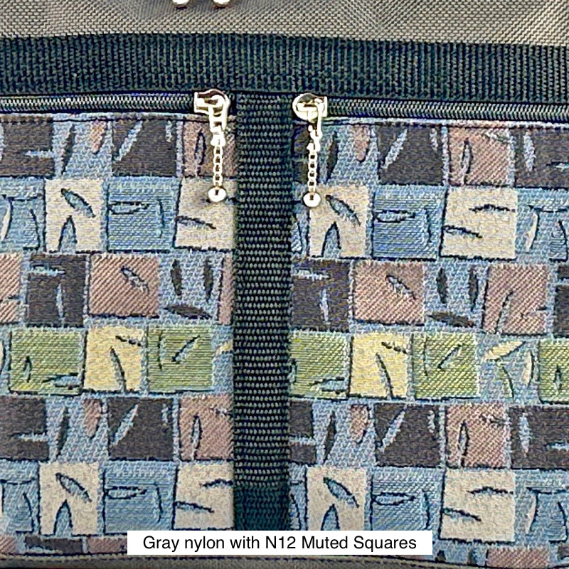 106 Gray Medium Messenger Bag Purse in Nylon with Fabric Accent Pockets