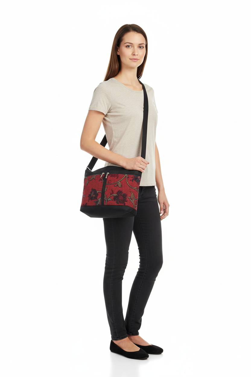 223L crossbody purse shown on 5'8" person