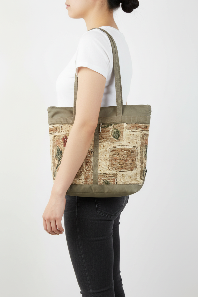 L khaki tote