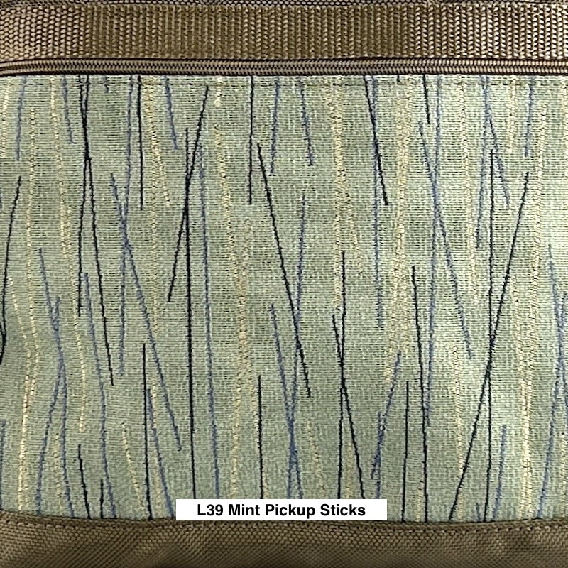B967-KH Small Side Entry Backpack in Khaki nylon with Fabric Accent Pocket