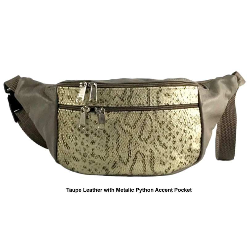 Light Colors  - Large Leather Fanny pack with Accent - LFPJ
