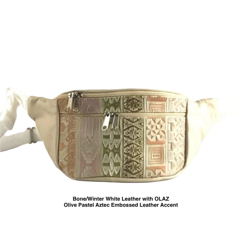 Light Colors  - Large Leather Fanny pack with Accent - LFPJ