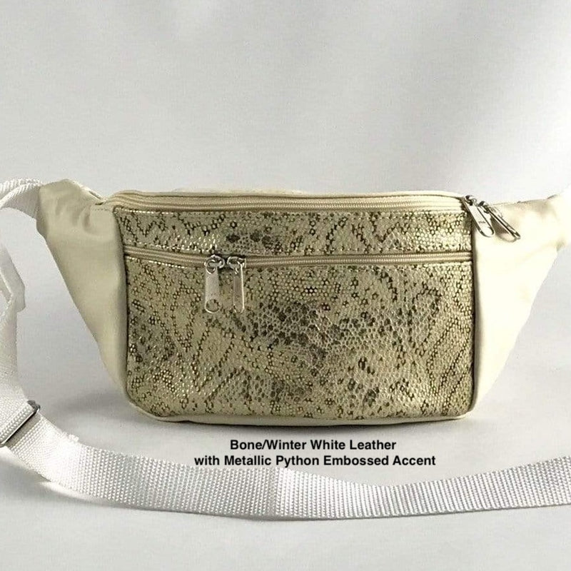 Light Colors  - Large Leather Fanny pack with Accent - LFPJ
