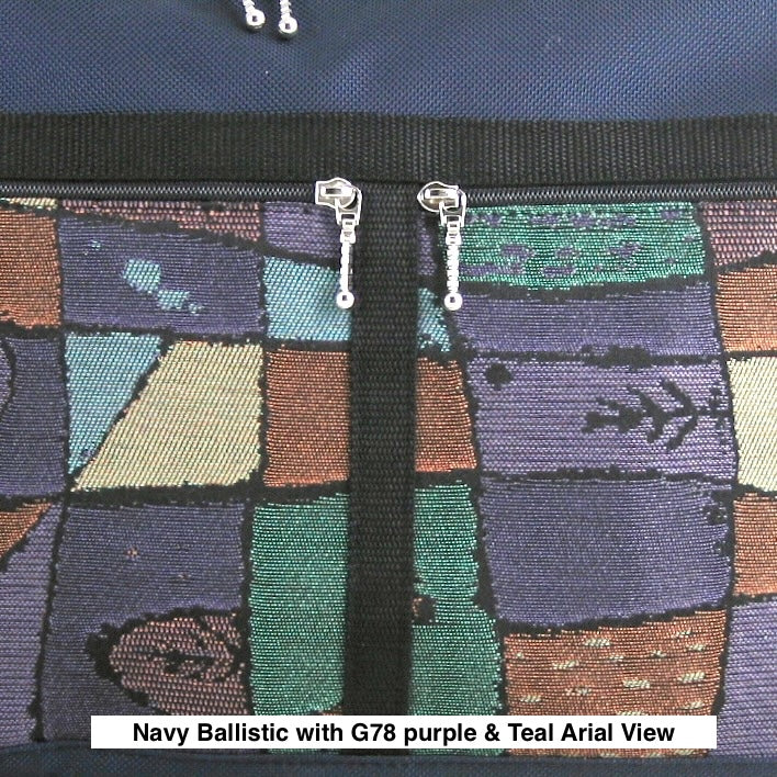 221L Navy nylon small organizer purse with fabric accent pockets