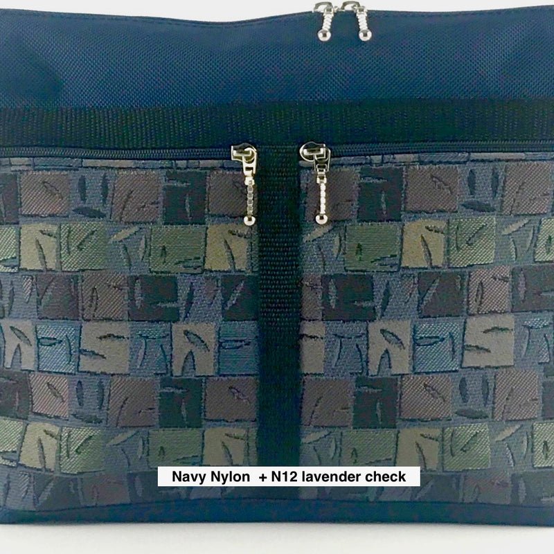 223 French Satchel Tote in Navy with Fabric Pockets