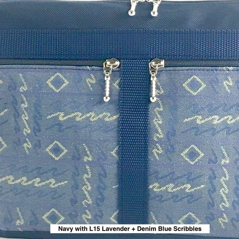 224  Extra Large French Satchel Tote in Navy with Fabric accents