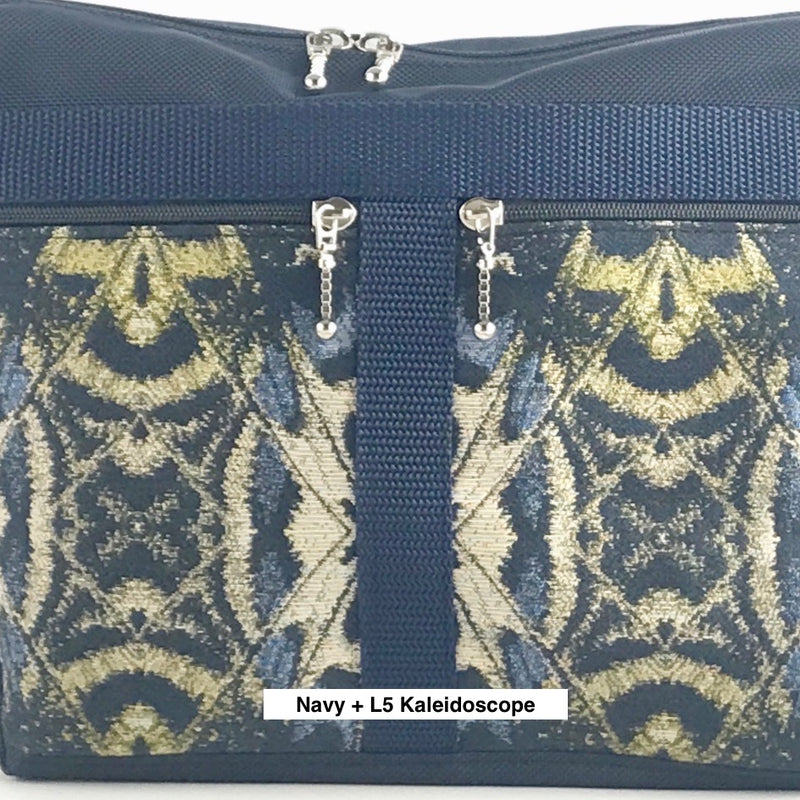 223 French Satchel Tote in Navy with Fabric Pockets